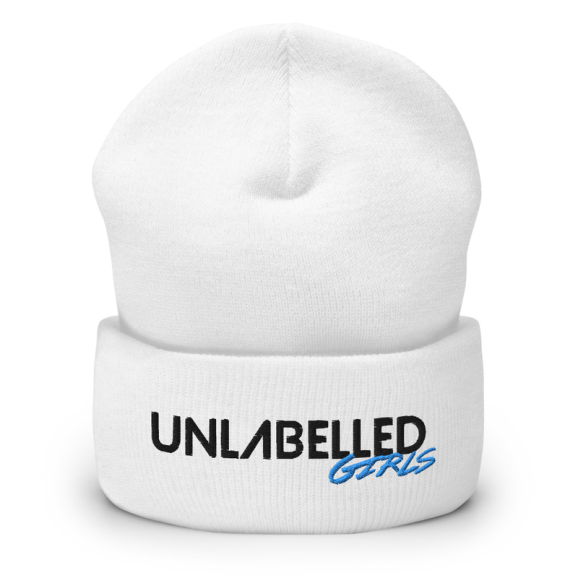 Imagem de Unlabelled Girls - White Cuffed Beanie (Cyan)