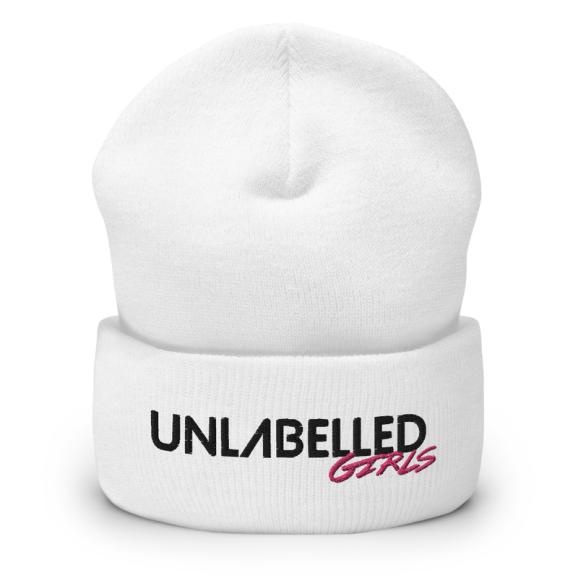 Imagem de Unlabelled Girls - White Cuffed Beanie (Magenta)